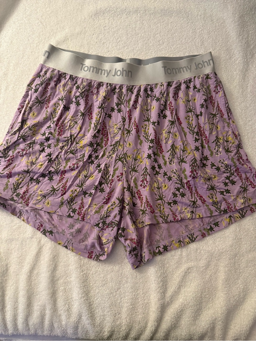 Tommy John Lavender Floral Lounge Shorts with Silver Waistband